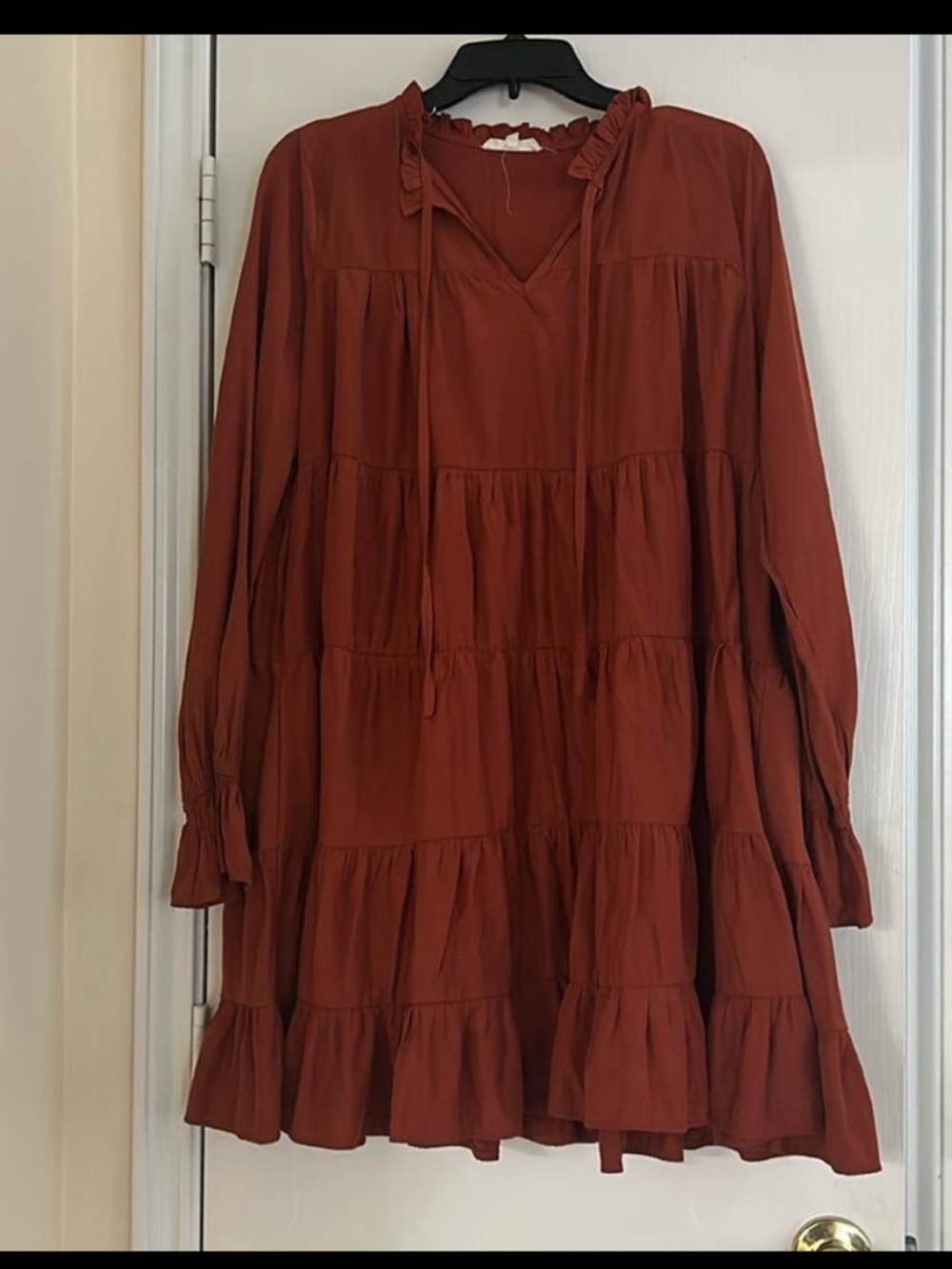 Boho Easel Los Angeles Dress Flowy Ruffle Long Sleeve